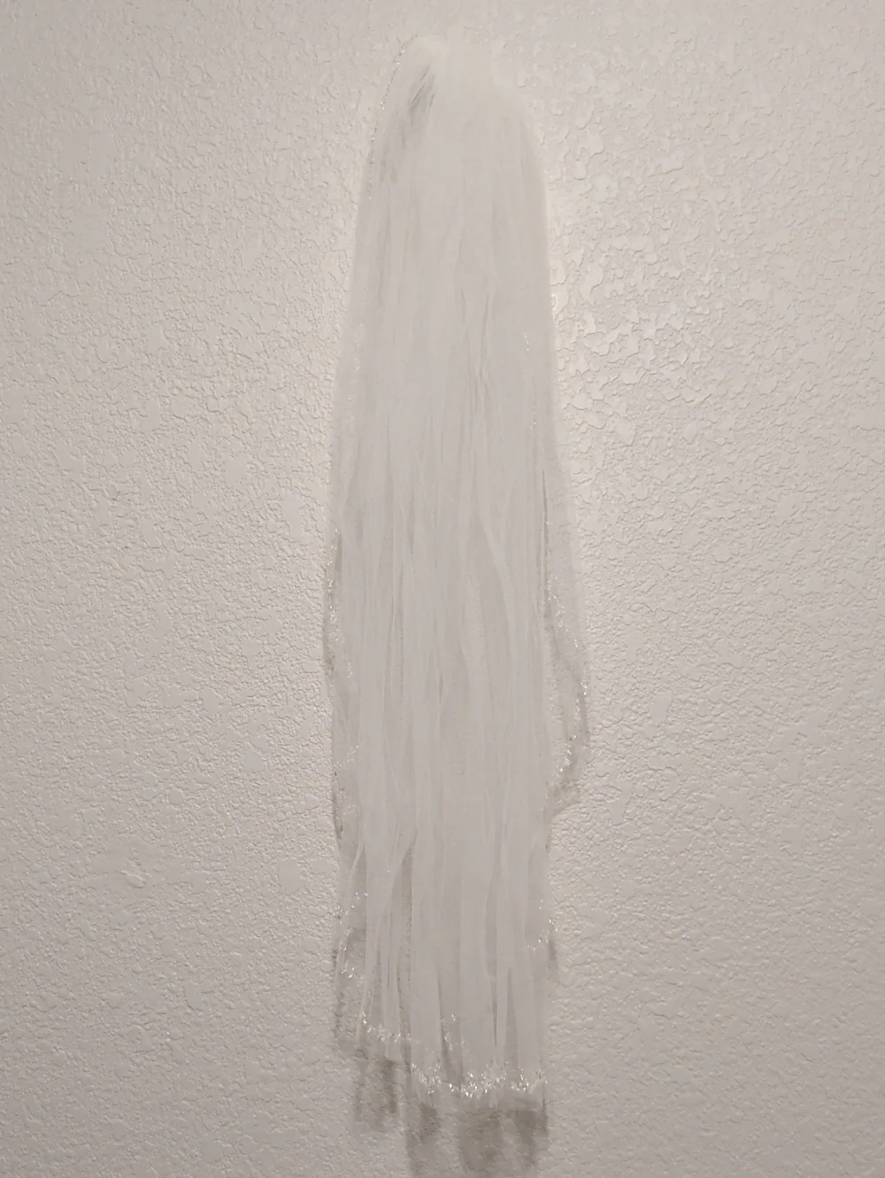 light ivory elbow length floral beaded edge bridal wedding veil